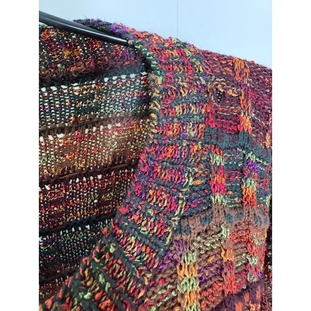 Vintage Tony Lambert Women's Sz L Knit Sweater Colorful Geometric 80s 90s Orange - Picture 6 of 9